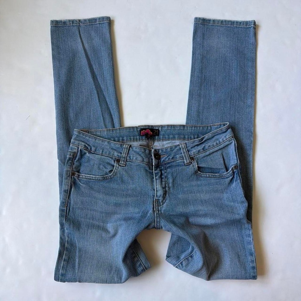 Forever 21 Vintage Y2K Low Rise Straight Leg Light Wash Jeans Blue Size 30
